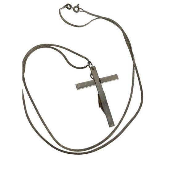 VTG Christian Crucifix Pendant Chain Necklace 24" Sterling Silver Italy 6108 - Picture 6 of 11